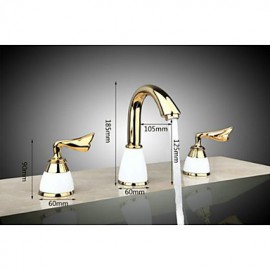 3 Pcs Golden Color Tap 2 Handle Waterfall Tap Bathroom Basin Sink Bathtub Mixer Faucet