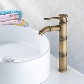 Vessel Single Handle One Hole in Antique Brass Bathroom Sink Tap