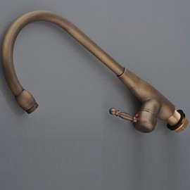 Antique Brass Finish Single Hole Single Handle Bathroom Basin Faucet(Tall)