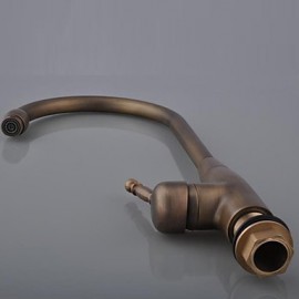 Antique Brass Finish Single Hole Single Handle Bathroom Basin Faucet(Tall)