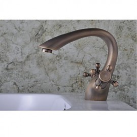 Antique Brass Finish Single Hole Single Handle Bathroom Bathroom Sink Faucet