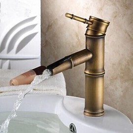 Antique Brass Finish Bathroom Sink Faucet - Bamboo Shape Design