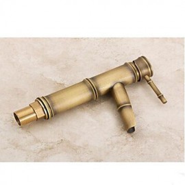 Antique Brass Finish Bathroom Sink Faucet - Bamboo Shape Design