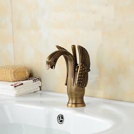 Antique Brass Finish Little Swan Bathroom Sink Faucet