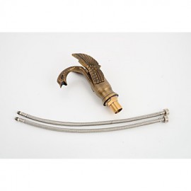 Antique Brass Finish Little Swan Bathroom Sink Faucet