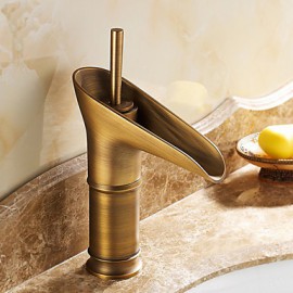Antique Brass Finish One Hole Single Handles Bathroom Sink Faucet