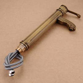 Antique Brass Finish Single Handle Centerset Wood-Like Bathroom Sink Faucet(Tall)