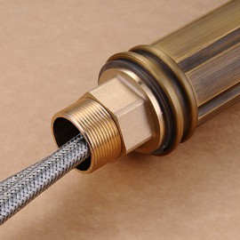 Antique Brass Finish Single Handle Centerset Wood-Like Bathroom Sink Faucet(Tall)