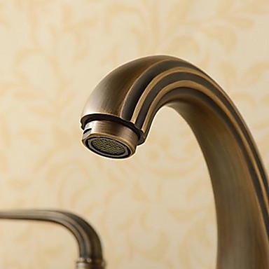 Antique Brass Finish Widespread Bathroom Sink Faucet ...