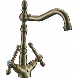 Antique Brass Two-Handle Lavatory Centerset Faucet