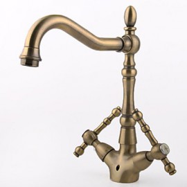 Antique Brass Two-Handle Lavatory Centerset Faucet