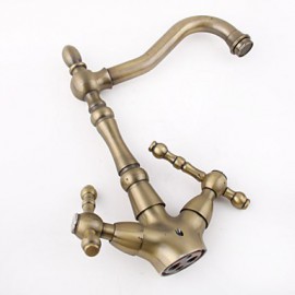 Antique Brass Two-Handle Lavatory Centerset Faucet