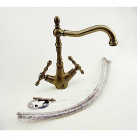 Antique Brass Two-Handle Lavatory Centerset Faucet