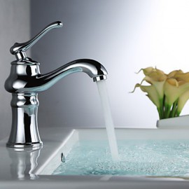 Antique Finish Brass One Hole Single Handle Bathroom Sink Faucet