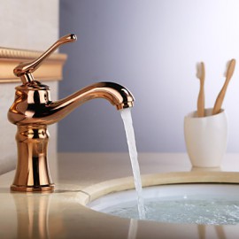 Antique Finish Brass One Hole Single Handle Bathroom Sink Faucet
