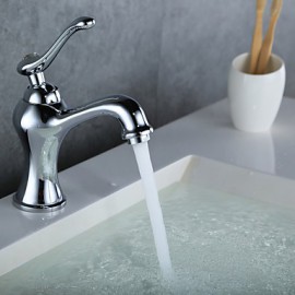 Antique Finish Brass One Hole Single Handle Bathroom Sink Faucet