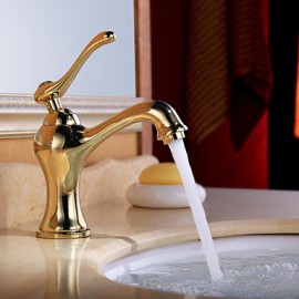 Antique Finish Brass One Hole Single Handle Bathroom Sink Faucet