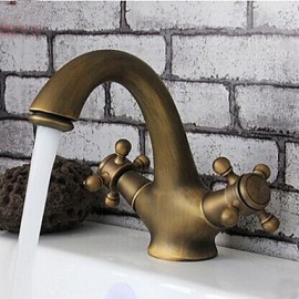 Antique Inspired Bathroom Sink Faucet - Antique Brass Finish