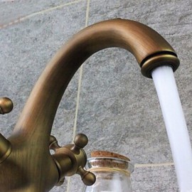 Antique Inspired Bathroom Sink Faucet - Antique Brass Finish