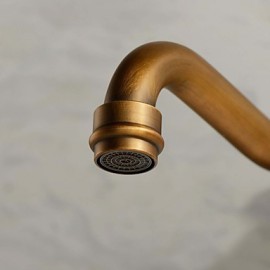 Antique Inspired Bathroom Sink Faucet Wall Mount Solid Brass Two Holes And Handles Bathtub Mixer