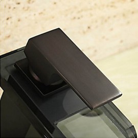 Antique Orb Finish Led Blue / Green / Red Light Waterfall Bathroom Sink Faucet- Black