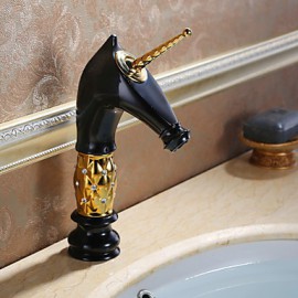 Antique Painting Brass One Hole Single Handle Bathroom Sink Faucet