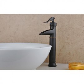 Antique Style Oil-Rubbed Bronze Finish Waterfall Brass Bathroom Sink Faucet