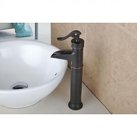 Antique Style Oil-Rubbed Bronze Finish Waterfall Brass Bathroom Sink Faucet
