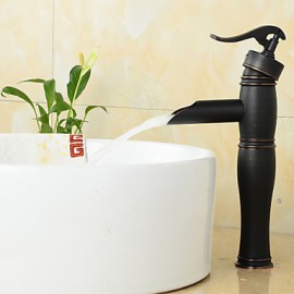 Antique Style Orb Single Handle One Hole Hot And Cold Water Bathroom Sink Faucet - Black