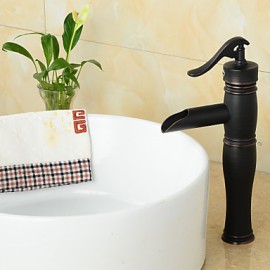 Antique Style Orb Single Handle One Hole Hot And Cold Water Bathroom Sink Faucet - Black