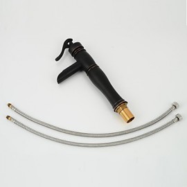 Antique Style Orb Single Handle One Hole Hot And Cold Water Bathroom Sink Faucet - Black