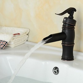 Antique Style Orb Single Handle One Hole Hot And Cold Water Bathroom Sink Faucet - Black