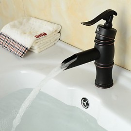 Antique Style Orb Single Handle One Hole Hot And Cold Water Bathroom Sink Faucet - Black