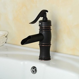 Antique Style Orb Single Handle One Hole Hot And Cold Water Bathroom Sink Faucet - Black