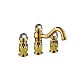 Antique Ti-Pvd Finish Brass Three Hole Two Handle Bathroom Sink Faucet