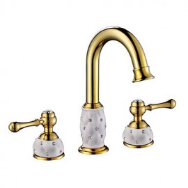 Antique Ti-Pvd Finish Brass Three Hole Two Handle Bathroom Sink Faucet