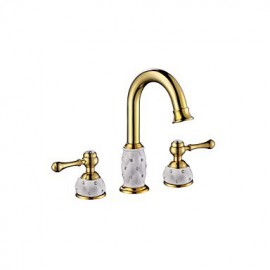 Antique Ti-Pvd Finish Brass Three Hole Two Handle Bathroom Sink Faucet