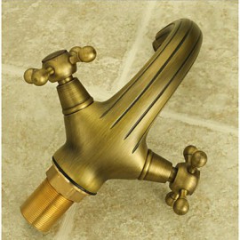 Aqua Faucet Antique Brass Dual Handles Centerset Bathroom Sink Faucet