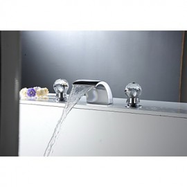 Aquafaucet Crystal Handle Widespread Bathroom Sink Vessel Faucet Lavatory Vanity Basin Mixer Tap
