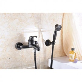 Aquafaucet Oil Rubbed Bronze Wall Mount Handheld Tub Shower Faucet Shower Mixer Tap Set Single Handle Wall Mount