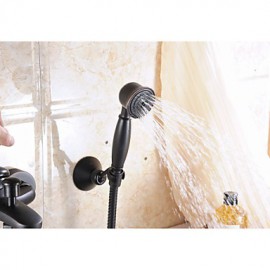 Aquafaucet Oil Rubbed Bronze Wall Mount Handheld Tub Shower Faucet Shower Mixer Tap Set Single Handle Wall Mount