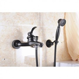 Aquafaucet Oil Rubbed Bronze Wall Mount Handheld Tub Shower Faucet Shower Mixer Tap Set Single Handle Wall Mount