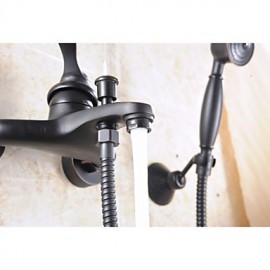 Aquafaucet Oil Rubbed Bronze Wall Mount Handheld Tub Shower Faucet Shower Mixer Tap Set Single Handle Wall Mount