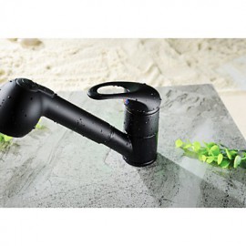 Aquafaucet Single Lever High Arc Pull Down Kitchen Faucet With Retractable Pull Out Wand, Swivel Spout Oil Rubbed Bronze