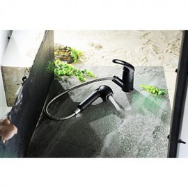 Aquafaucet Single Lever High Arc Pull Down Kitchen Faucet With Retractable Pull Out Wand, Swivel Spout Oil Rubbed Bronze