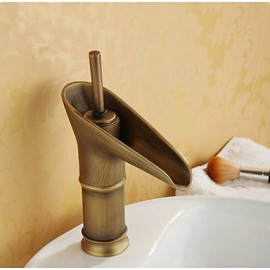 Art Basin Sink Faucet Antique Brushed Bronze Faucet Waterfall Bathroom Faucet