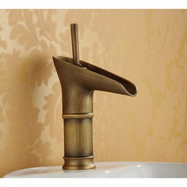 Art Basin Sink Faucet Antique Brushed Bronze Faucet Waterfall Bathroom Faucet