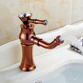Art Deco / Retro Rose Gold & Golden One Hole Single Handle Bathroom Sink Faucet