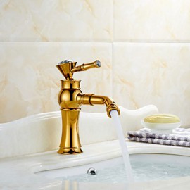 Art Deco / Retro Rose Gold & Golden One Hole Single Handle Bathroom Sink Faucet