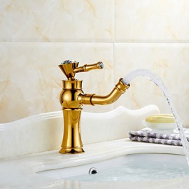 Art Deco / Retro Rose Gold & Golden One Hole Single Handle Bathroom Sink Faucet
